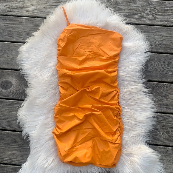 NWT Pleather Leather Vinyl Look One Shoulder Strapless Ruched Mini Dress - Picture 7 of 13